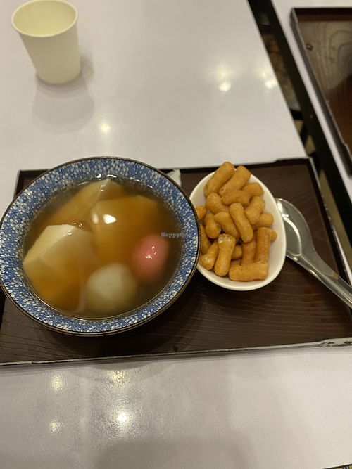 Ginger syrup, tofu pudding, sesame and red bean dumplings, fried doughh  at Ting Ting - ถิงถิง in Chanthaburi