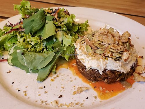 Raw burger at Bio Solo Organico in Buenos Aires