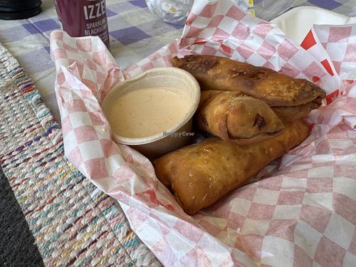 Cheezburger eggrolls!  at Royall Vegan in Fletcher