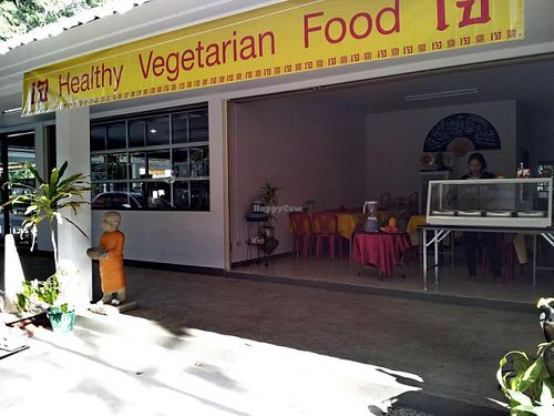 Front view Vegetarian Restaurant at Ram Poeng Vegetarian in Chiang Mai