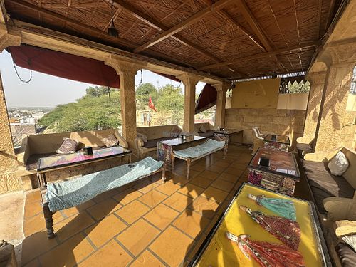 Covered outside area  at Casa de Kaku in Jaisalmer