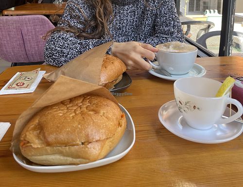 Vegan sandwich and plant-based milk  at Sakulta Coffee in Gaziantep