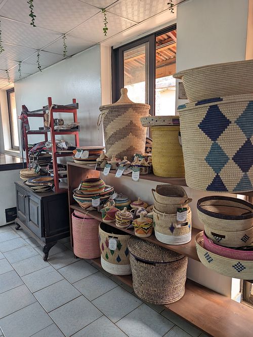 Handwoven items at Ark Organics in Kampala