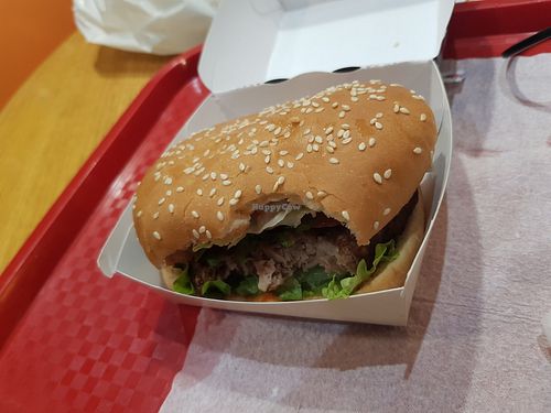 Vegan burger "Vege burger" at Gazprom Petrol - Bagrdan in Vojska