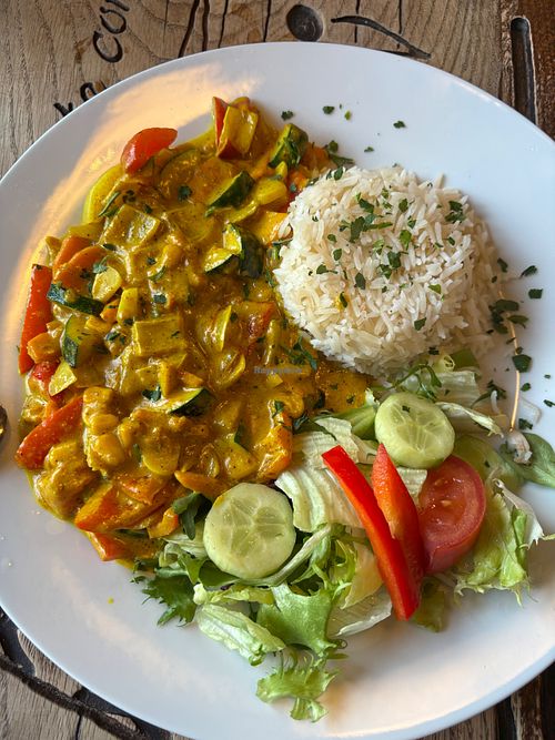 Vegetable curry with coconut milk and vegan cream at Hotel Centrum Harrachov in Harrachov