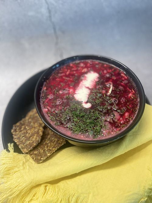 Borsch (a warm russian soup made healthy and Raw vegan) at Ready Set Raw in Sarasota