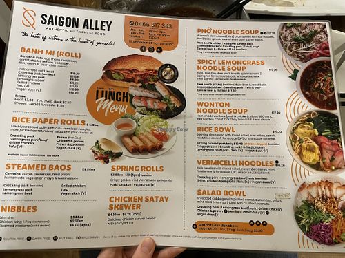 Lunch menu  at Saigon Alley in Yarraville