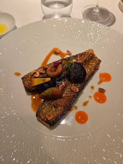 A play of zucchini. My favorite dish of all. Charred umami goodness. Can't get enough at Les Saisons in Tokyo