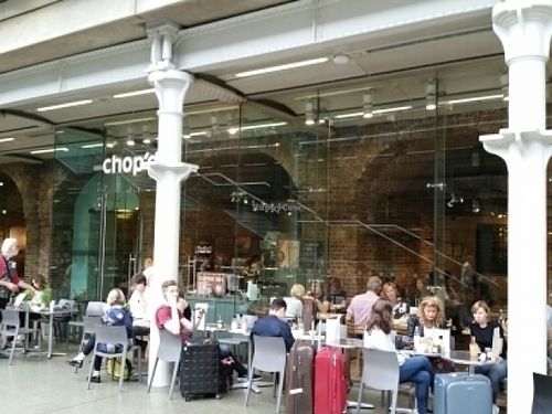 outside view. towards center, right side of clock at Chop'd in North West London