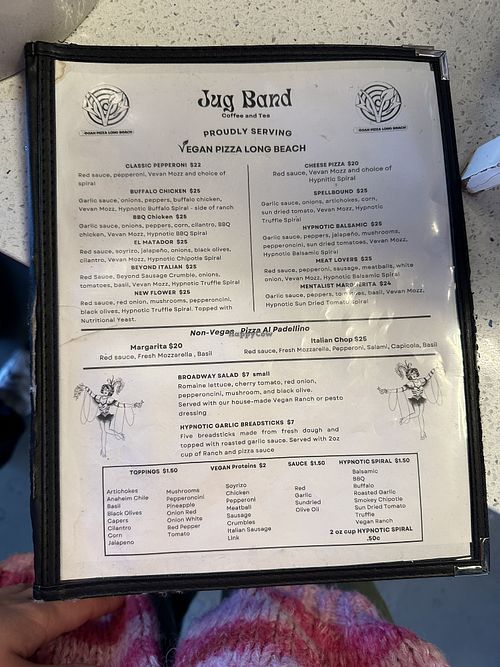 Menu, large Vegan Menu 👀😍  at Jug Band Coffee and Tea in Long Beach