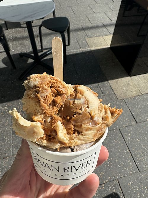 Biscoff Caramel on top of Cookies and Cream   at Swan River Gelato in Fremantle