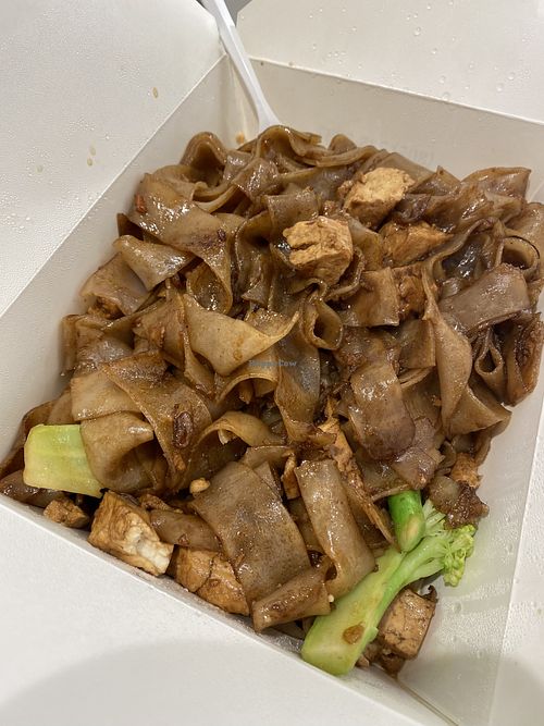 Pad see ew with no egg and tofu added  at Herb Home Thai Restaurant in Lompoc