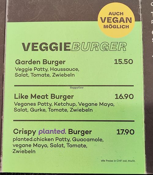 Menu (2025) at Burgermeister - Bahnhof Winterthur  in Winterthur