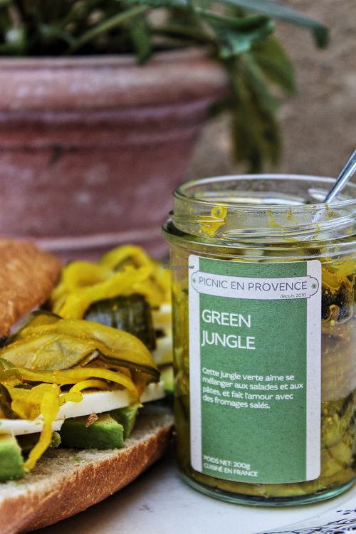 Homemade hand made pickles to brighten your meal (or lift a simple sandwich) at Picnic en Provence in Viens