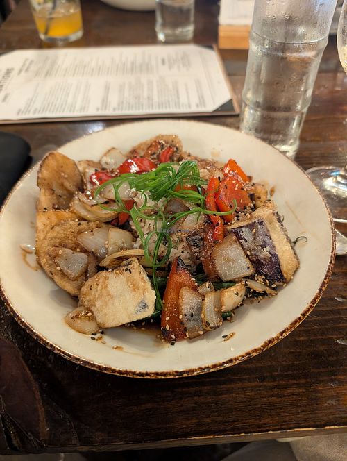 Eggplant and tofu entree at Cafe O'lei At The Plantation in Wailuku