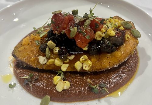 - LA COMOTE
baked sweet potato stuffed with grilled local corn, Rancho Gordo black beans, charred tomato, brown sugar pecans, vegan mole (house-made!)  at Sage In Bloom - Pop Up in Pensacola