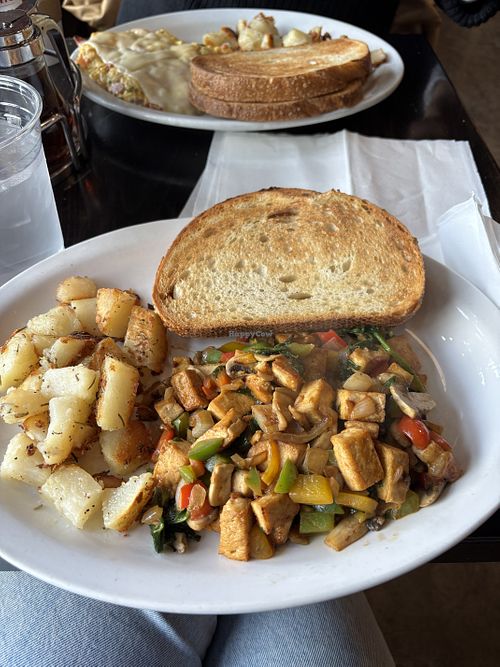 Tofu scram w home fries and sourdough   at The Grind in San Francisco