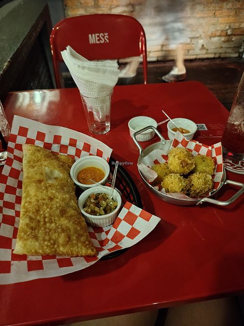 Pastel de palmito e jalapeno, croquetes de milho at Mess in Sao Paulo