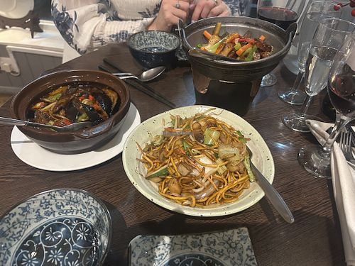Chow mein, Chinese tofu, and an aubergine dish to die for  at Xing Fu in Eastbourne