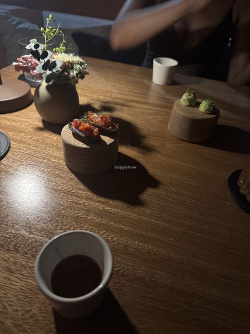 Appetizer trio- beat gazpacho was really special.  at Nemi in La Paz