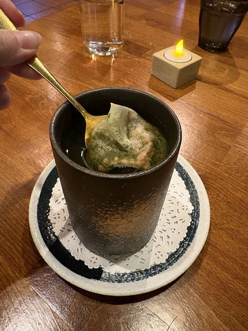 genmaicha hot teaa  at Gin Ramen & Asian Tapas in Alexandria