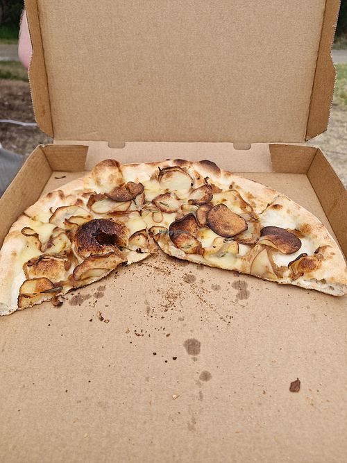 Potato pizza at Nora's Pizza House in Rye