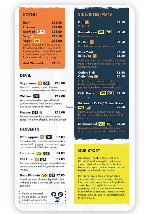 Well labelled menu at The Coconut Island in Brighton