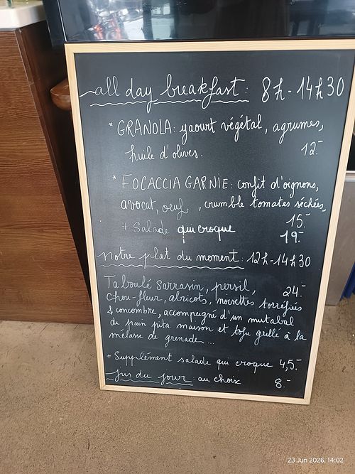 Daily menu at Ou Bien Encore in Geneva