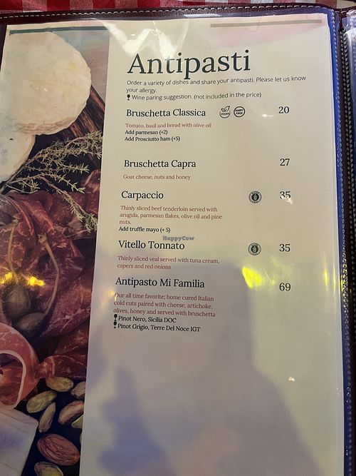 Menu 1  at Mi Familia Ristorante in Willemstad