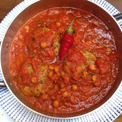 Vegan 'Hareimeh' - stewed tofu patties at Nanuchka in Tel Aviv