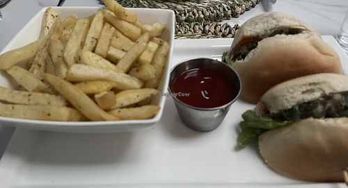 Veggie Burger & Fries at Garmaii Duty Free & Diner in Soufriere