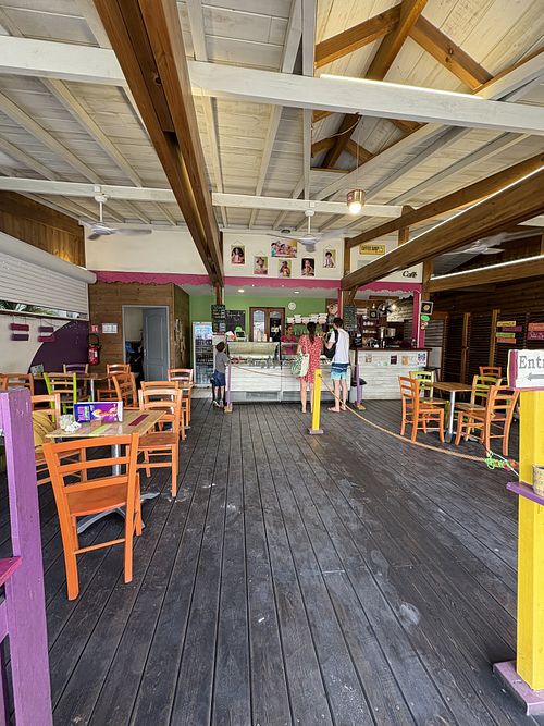 Open air seating and delicious vegan sorbet flavors.  at Gelato & Cappuccino Maitre Glacier Italien in Sainte-anne