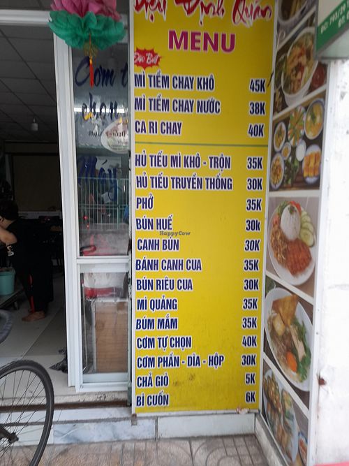 Menu outside at Cơm chay Từ Tam in Ho Chi Minh City