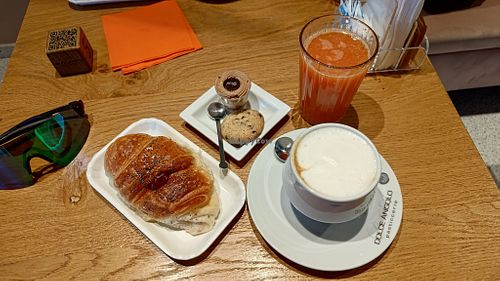 Vegan croissant, cookie and cup of vegan thingy. Oh and some cappucino with vegetable mylk. at Dolce Angolo in Rezzato