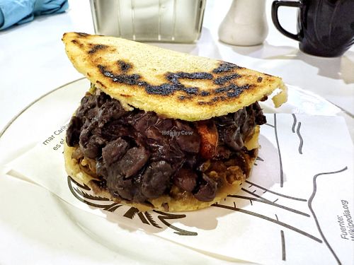 Arepa de pabellón sub meat for eggplant and avo  at El Arepazo Venezolano in Puerto Plata