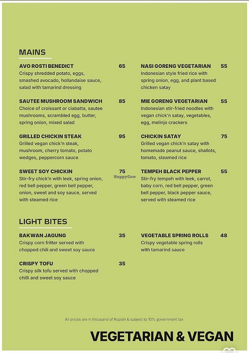 Vegan and vegetarian menu. They’re happy to veganise vegetarian dishes   at NOORD Cafe in Wanagiri