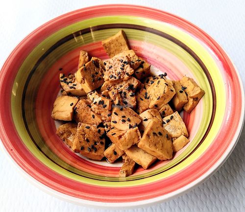 Sweet&Sour Tofu w/ black sesame at Toutofu in Paris