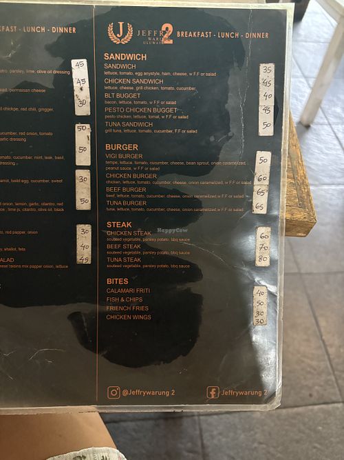 Menu   at Jeffry Coffee Shop in Pecatu