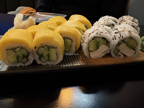 Mango maki roll and tofu maki roll  at Malin Sushi in Voss