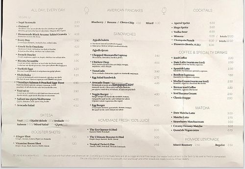 Menu 19.10.2025 at Seven Sundays in Pristina