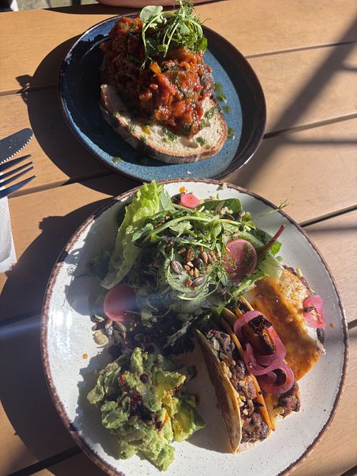 Vegan Caponata and quesadillas   at F.East in Bridport