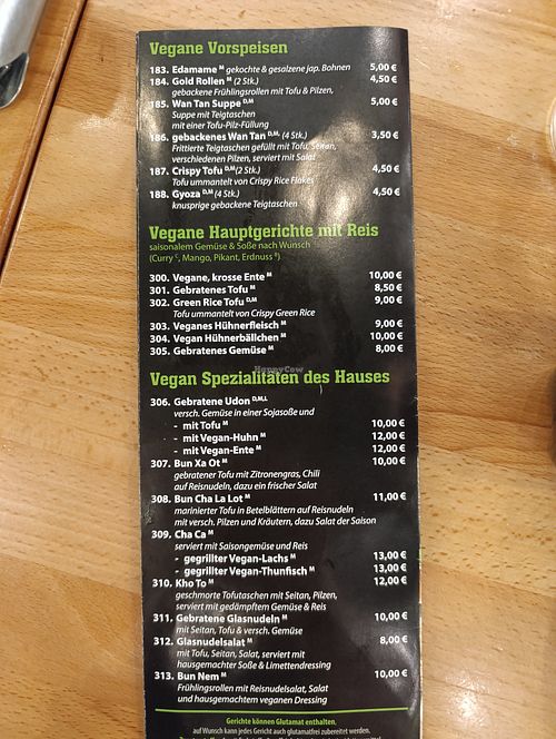 Vegane Angebote auf der Speisekarte at Asia Havel in Dallgow-doeberitz