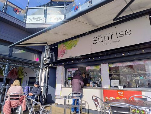 Sunrise Cafe showing the terraces & indoor seating to the left. at Sunrise in Scarborough