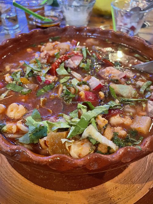 Vegan pozole - extremely delicious   at Potzolli Uruapan in Uruapan