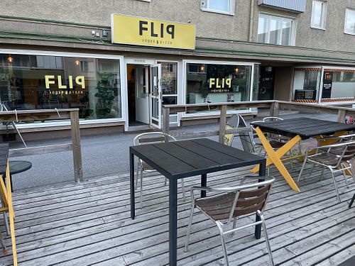 Nice & sunny terrace  at FLIP - Vegan Pizza in Tampere