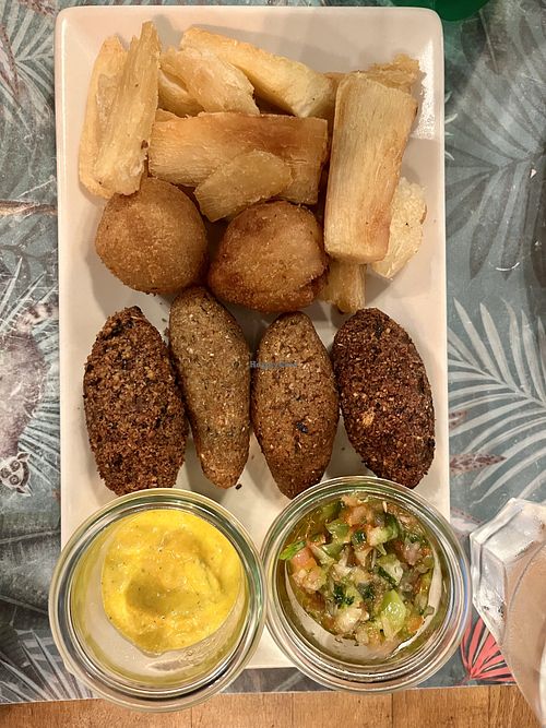 Fried cassava fries, coxinha, kibe and ?   at Vêjé Viver Bem  in Nice