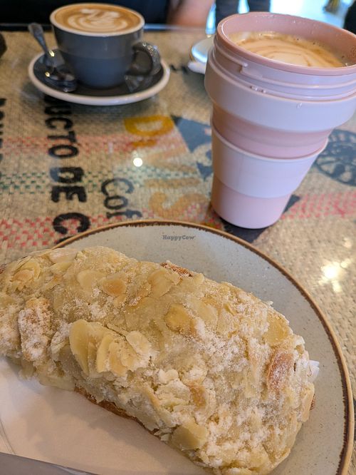 Almond croissant and soy latte at Driink Coffee Club  in Chelmsford