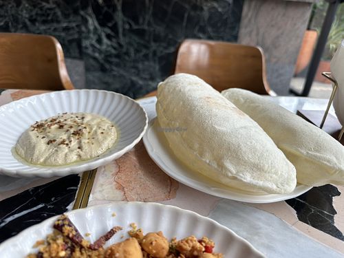 Fluffy pita and hummuss  at Hause Rooftop Senopati in Jakarta