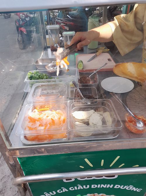Ingredients in the banh mi stall at HỒNG ÂN in Ho Chi Minh City