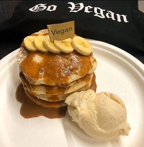 Biscoff and banana pancake stack at the market kitchen locationn  at Dolly's Desserts in Barnsley